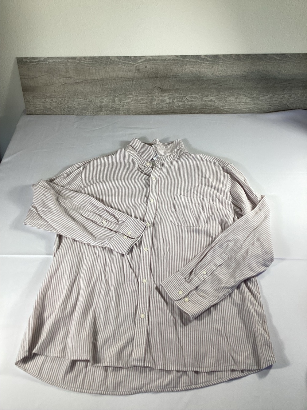 Hawker Rye Striped Linen Blend Button Up Shirt Men’s XXL light Purple Regular